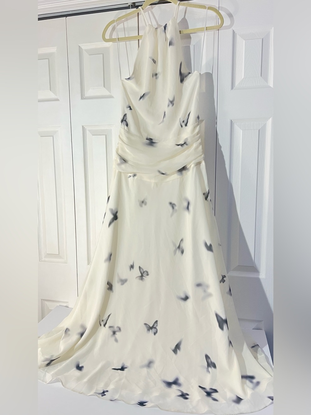 Zara Cream Open-back Halter Maxi Dress with Butterfly Print. M NWT - Picture 10 of 14